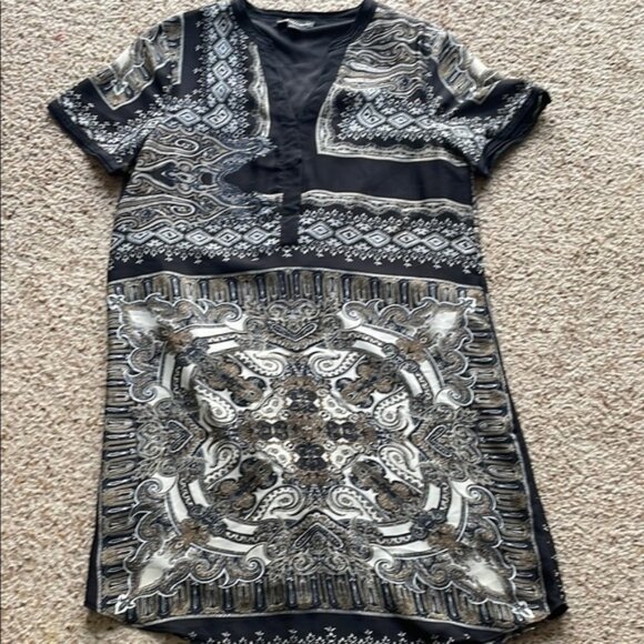 Tribal Black, cream, brown Patterned Dress size S - Picture 1 of 5